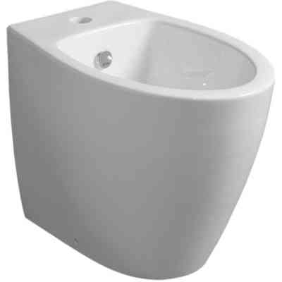 Modern design flush-to-the-wall bidet in glossy white ceramic - LFT, Simas