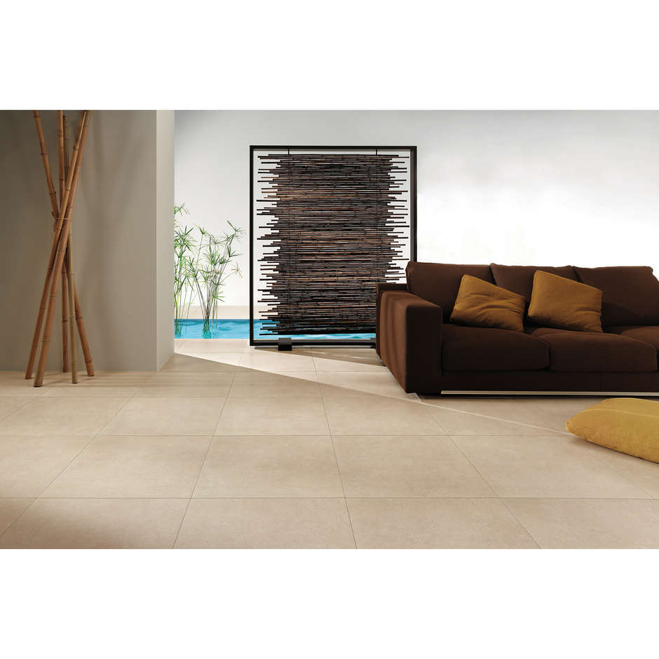 3,5 mm dünnes Feinsteinzeug Steinoptik, Amande beige 100x100 cm - Buxy, Kerlite