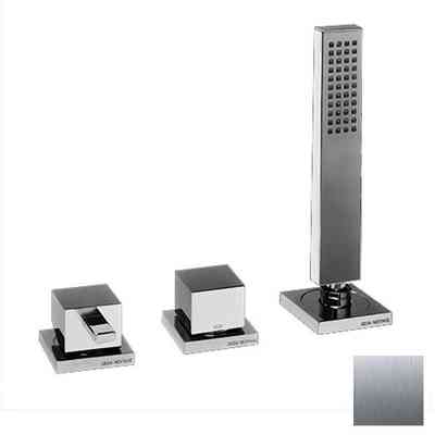 3-hole bath group with mixer, diverter, brushed nickel handshower - Hito Cinquantuno, Geda