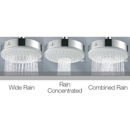 3-jet shower head, anti-limestone, round diameter 14, universal connection - Dinamic, Bossini