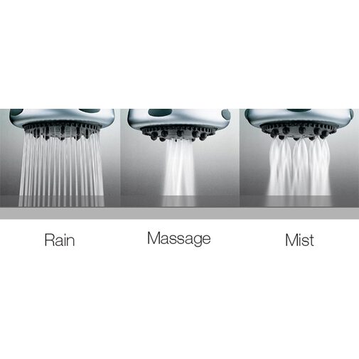 3 jets round shower head 10 cm, with curved wall arm - Fresh, Bossini