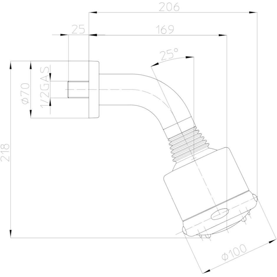 3-strahliger runder Duschkopf 10 cm, mit gebogenem Wandarm - Fresh, Bossini