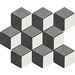 3D effect porcelain stoneware mosaic, for floors and walls, gray Gray 30x26 cm - Parkour, Boxer