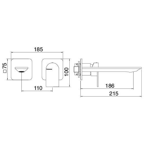 3M Einhand-Waschtisch-Wandbatterie 186 kurzer Auslauf chrom