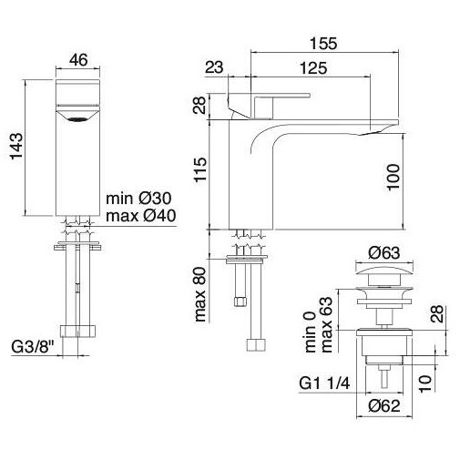 3M single lever basin mixer 100 ran blind head chrome