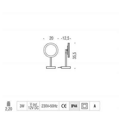 3x magnifying mirror, top mounted, LED backlit - Mirrors, Colombo Design