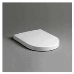 White soft close toilet seat with chromed hinges - E-Line, Simas