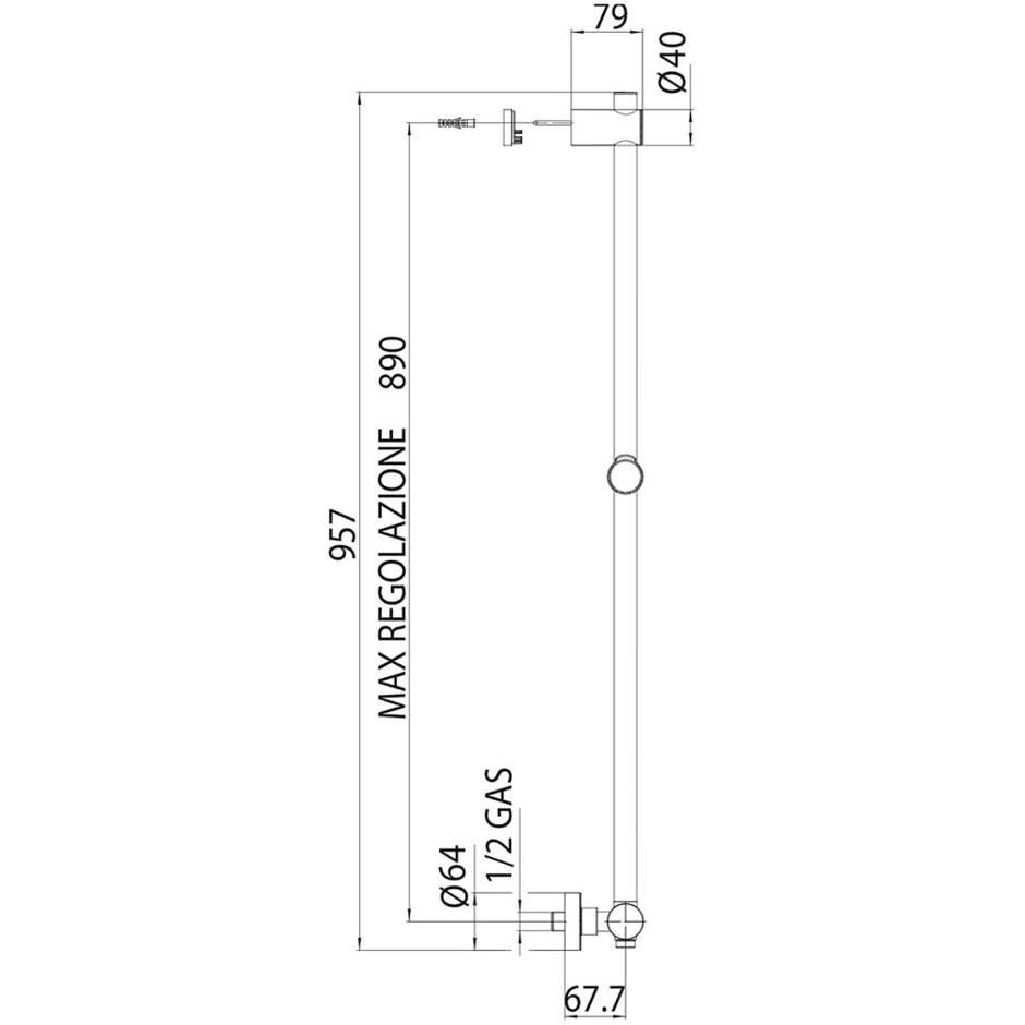 90 cm sliding rail with mixer, 6-jet anti-twist hand shower - Syncronia, Bossini