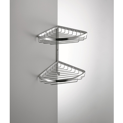 Accessoire de douche d'angle mural avec deux paniers superposés, chromé - Colombo Design