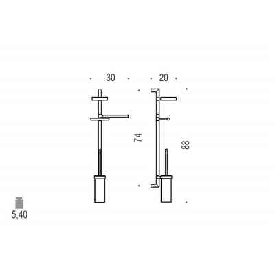 Accessoire de salle de bain mural avec porte-savon, porte-rouleau et porte-brosse WC en verre opaque avec finition chromée - Planets, Colombo Design