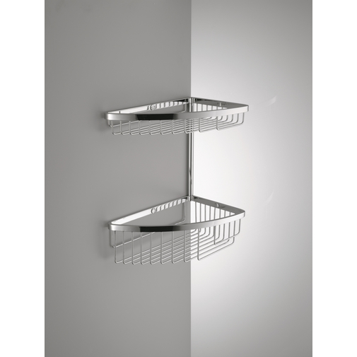 Accessorio doccia angolare da muro con due cestini sovrapposti cromato - Colombo Design