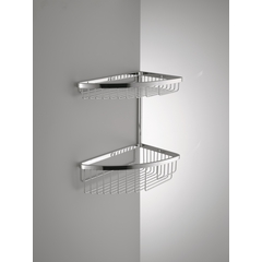 Accessorio doccia angolare da muro con due cestini sovrapposti cromato - Colombo Design
