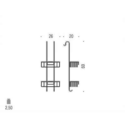 Accessorio porta oggetti per box doccia completo di due vaschette e gancio cromato - Colombo Design