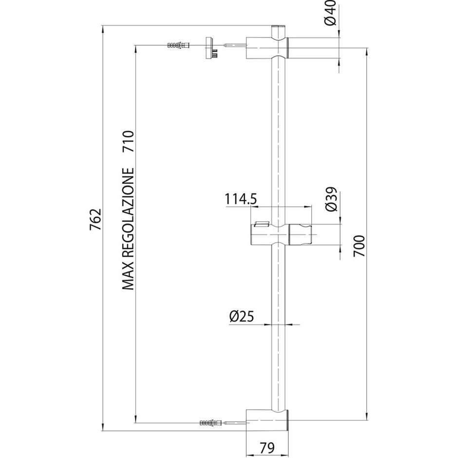 Adjustable sliding rail 70 cm, hand shower 3 anti-twist jets - Syncronia, Bossini