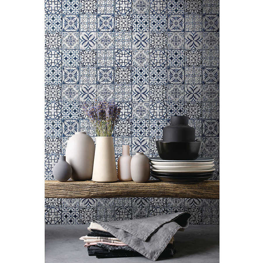 Aged cementine effect mosaic, tesserae 10x10cm, Blue/10, 30x30 cm - Retro, Boxer