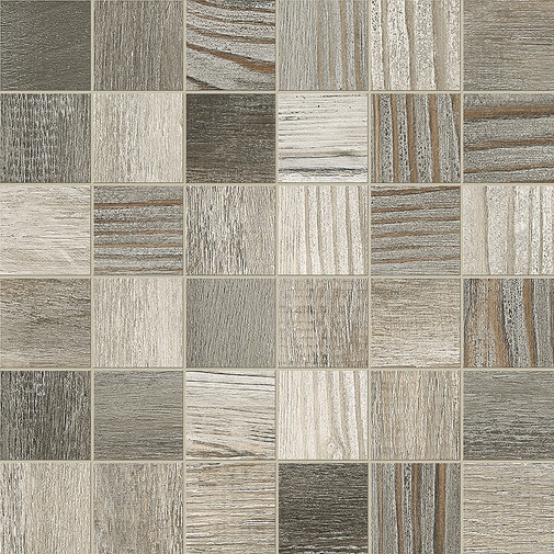 Aged wood effect porcelain stoneware 32,6x32,6 cm, Gray Mix mosaic - Barnwood, Dom Ceramiche