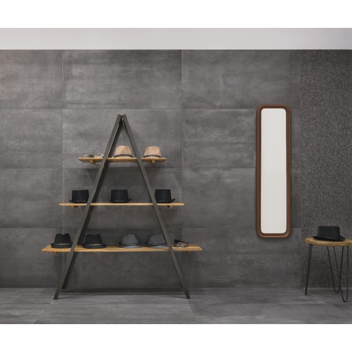 Anthrazitfarbenes Feinsteinzeug in Betonoptik, Antik-Mikromosaik 30x30 - Entropia, Dom Ceramiche