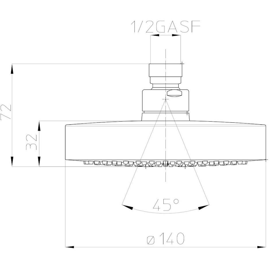Anti-limestone shower head, round diameter 14 cm, universal connection - Dinamic, Bossini