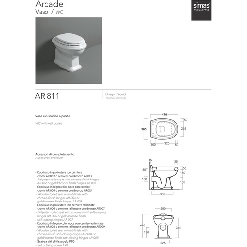 Arcade white ceramic vase with wall drain classic style, Simas