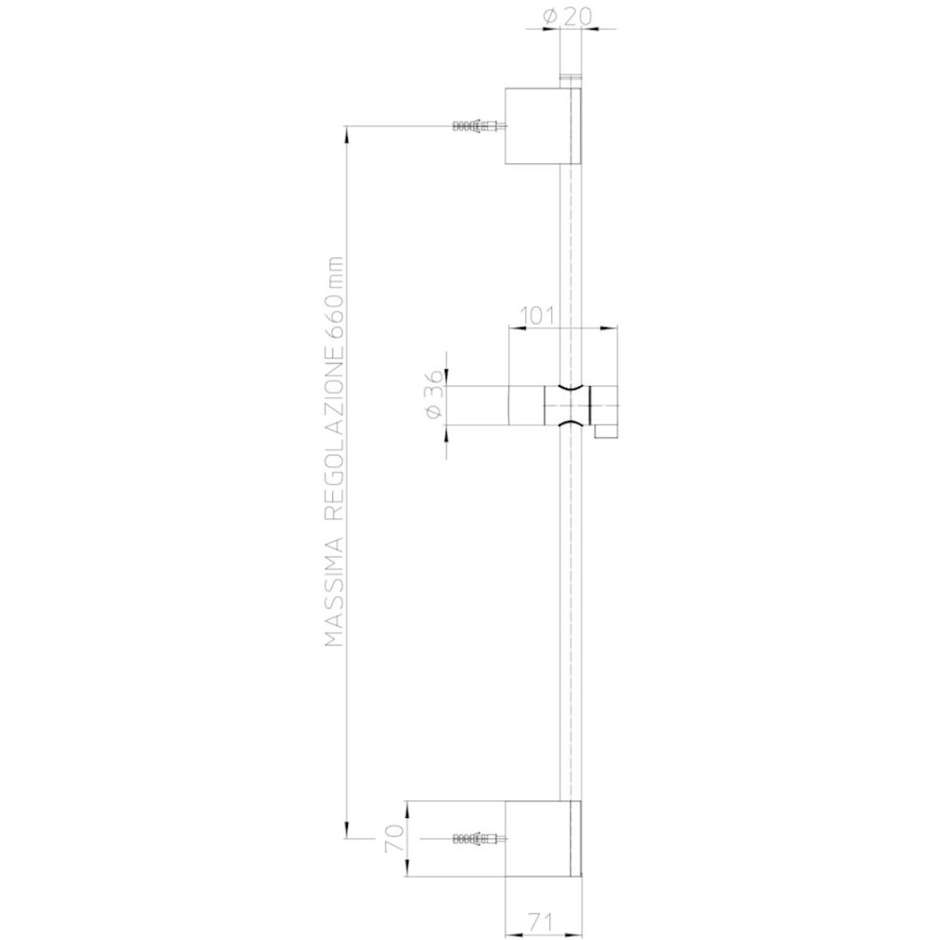 Asta saliscendi 70cm regolabile doccetta risparmio acqua antitorsione - Agua Life, Bossini