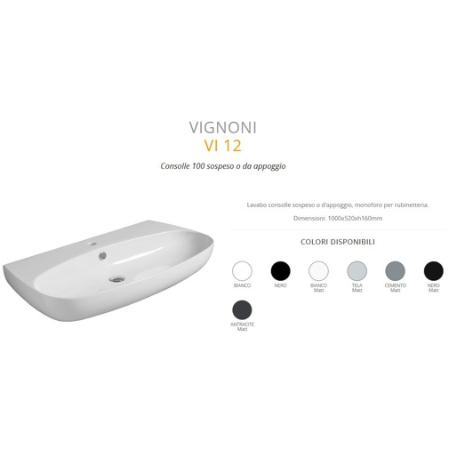 Aufsatz- oder Wandwaschbecken 100 cm weiß matt - Vignoni, Simas