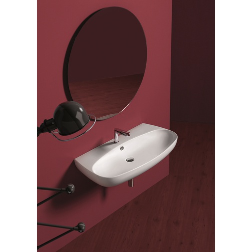 Aufsatz- oder Wandwaschbecken 80 cm weiß glänzend - Vignoni, Simas