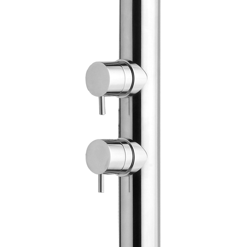 Außenduschsäule aus Edelstahl mit rundem Duschkopf mit 30 cm Durchmesser, Fußwaschhahn und progressiven Mischern - Nek, Bossini