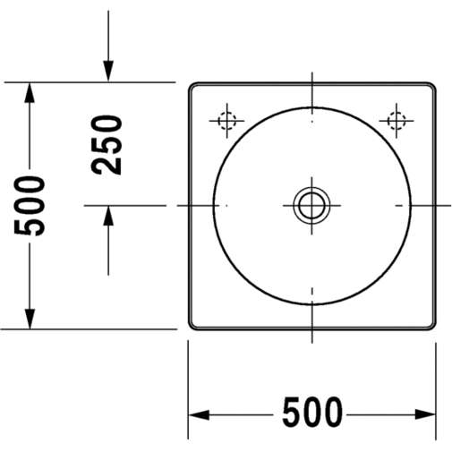 Bacinella da appoggio soprapiano con rettifica senza troppopieno foro rubinetteria a destra, bianco 50 cm - Architec, Duravit