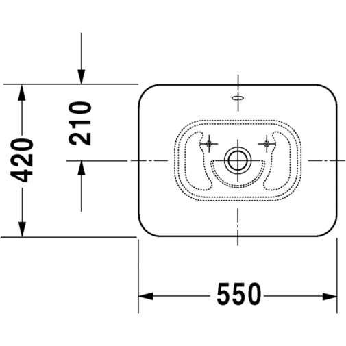 Bacinella da appoggio soprapiano con troppopieno bianco 55 cm - Bacino, Duravit