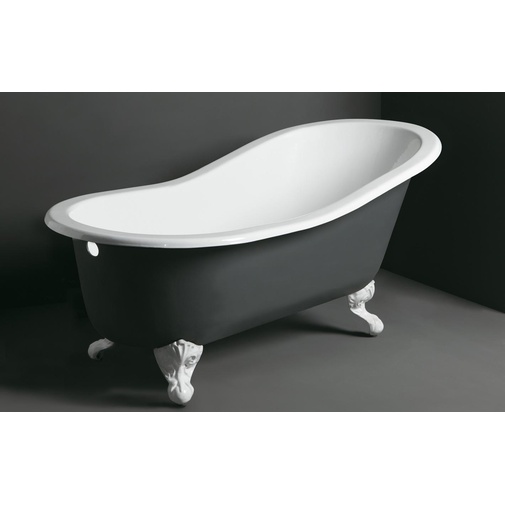 Baignoire de style rétro avec pieds, en fonte avec intérieur émaillé blanc - Simas