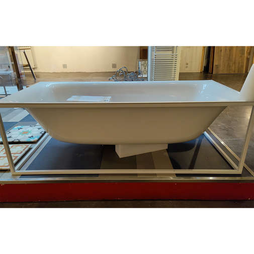 Baignoire îlot avec cadre en acier blanc, colonne de vidage Bettelux Shape, Bette