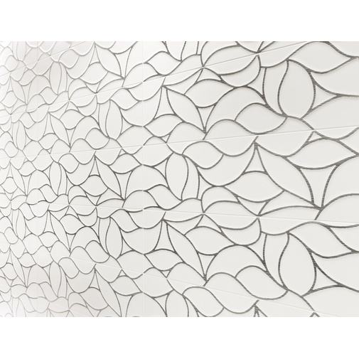 Bardage blanc à décor floral, finitions platine 33,3x100 cm - Comfort G, Dom Ceramiche