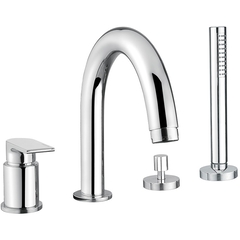 Bath group with diverter complete with mixer, spout and 4-hole hand shower - Simple, Bugnatese
