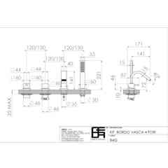 Bath group with diverter, mixer, spout and hand shower - Hito Cinquantuno, Geda