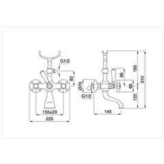 Bath mixer with spout, hand shower, mix with Princeton 800 Bugnatese diverter