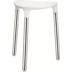 Bathroom stool with white resin seat and chromed steel structure - Complements, Colombo Design