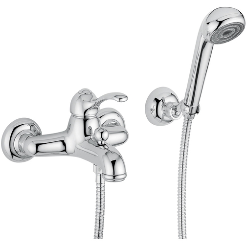 Bathtub kit complete with chromed external mixer with spout and hand shower with flexible hose - Lem, Bugnatese