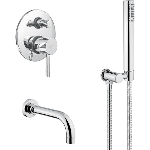 Bathtub kit complete with mixer with diverter, hand shower and chromed spout - Kobuk, Bugnatese