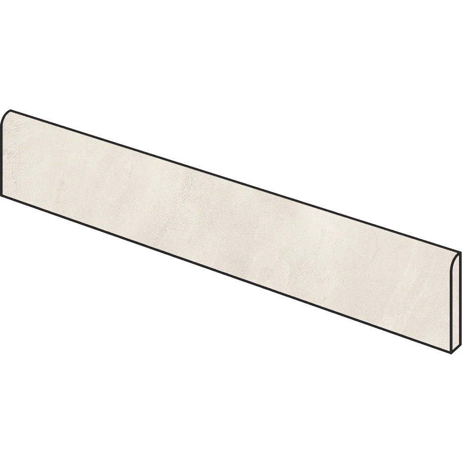 Battiscopa effetto resina chiaro, rettificato, 7x90 cm, White - Comfort R, Dom Ceramiche