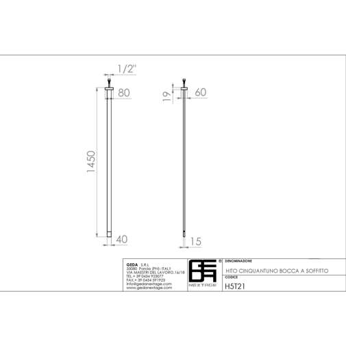 Bec de lavabo chromé au design moderne 145 cm - Hito Cinquantuno, Geda
