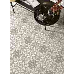 Beige decorated porcelain stoneware encaustic tiles, second choice, Reverie Decor 11, 20x20 - Unicom Starker