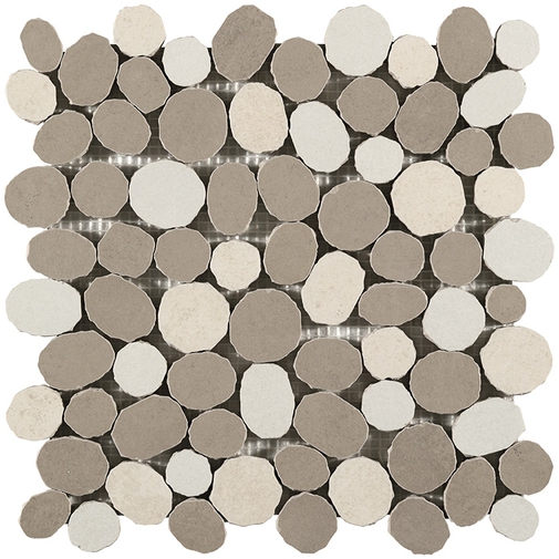 Beige smooth stone effect porcelain stoneware mosaic 25.5x28.5 cm - Paxos, Boxer