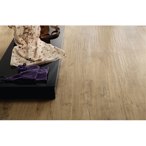 Beiges Feinsteinzeug mit natürlicher Holzoptik, 25x150 cm - Logwood, Dom Ceramiche