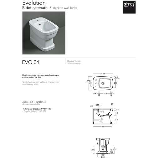 Bidet a terra carenato monoforo Evolution EVO04 bianco Simas
