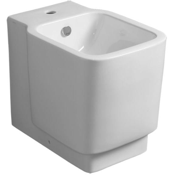 Bidet a terra filomuro squadrato in ceramica opaca bianca - Flow, Simas