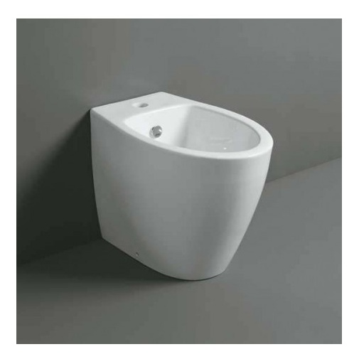 Bidet filomuro a terra design moderno in ceramica bianco lucido  - LFT, Simas