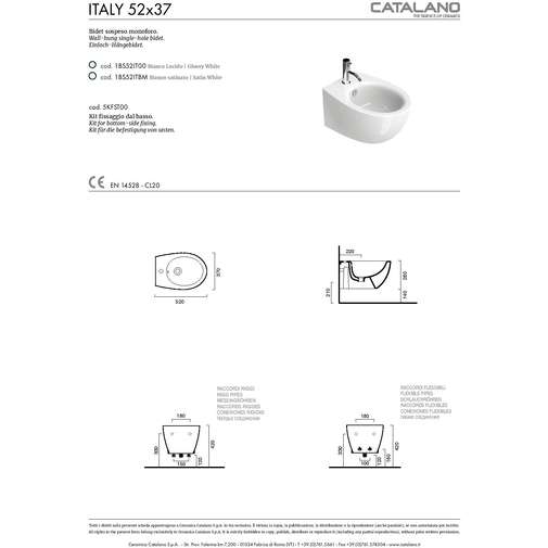 Bidet Sospeso monoforo Catalano 52X37 Italy Bianco 