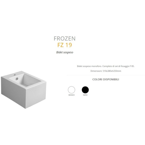 Bidet sospeso squadrato stile minimale in ceramica bianca - Frozen, Simas