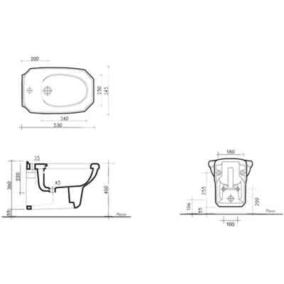 Bidet suspendu blanc de style rétro - Romana, Sbordoni