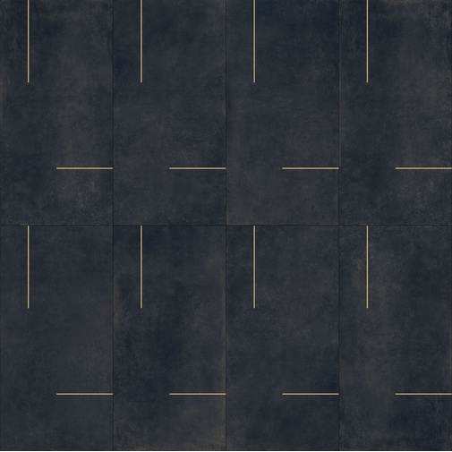 Black concrete effect porcelain stoneware with brass inserts 60x120cm - Lines 3/B, Ceramica Bardelli